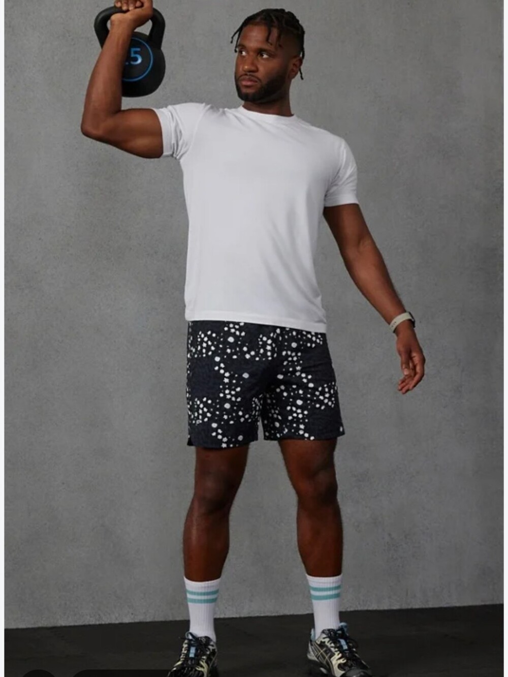 Fabletics Men's Navy Blue Floral Swim Shorts with Contrast Drawstring